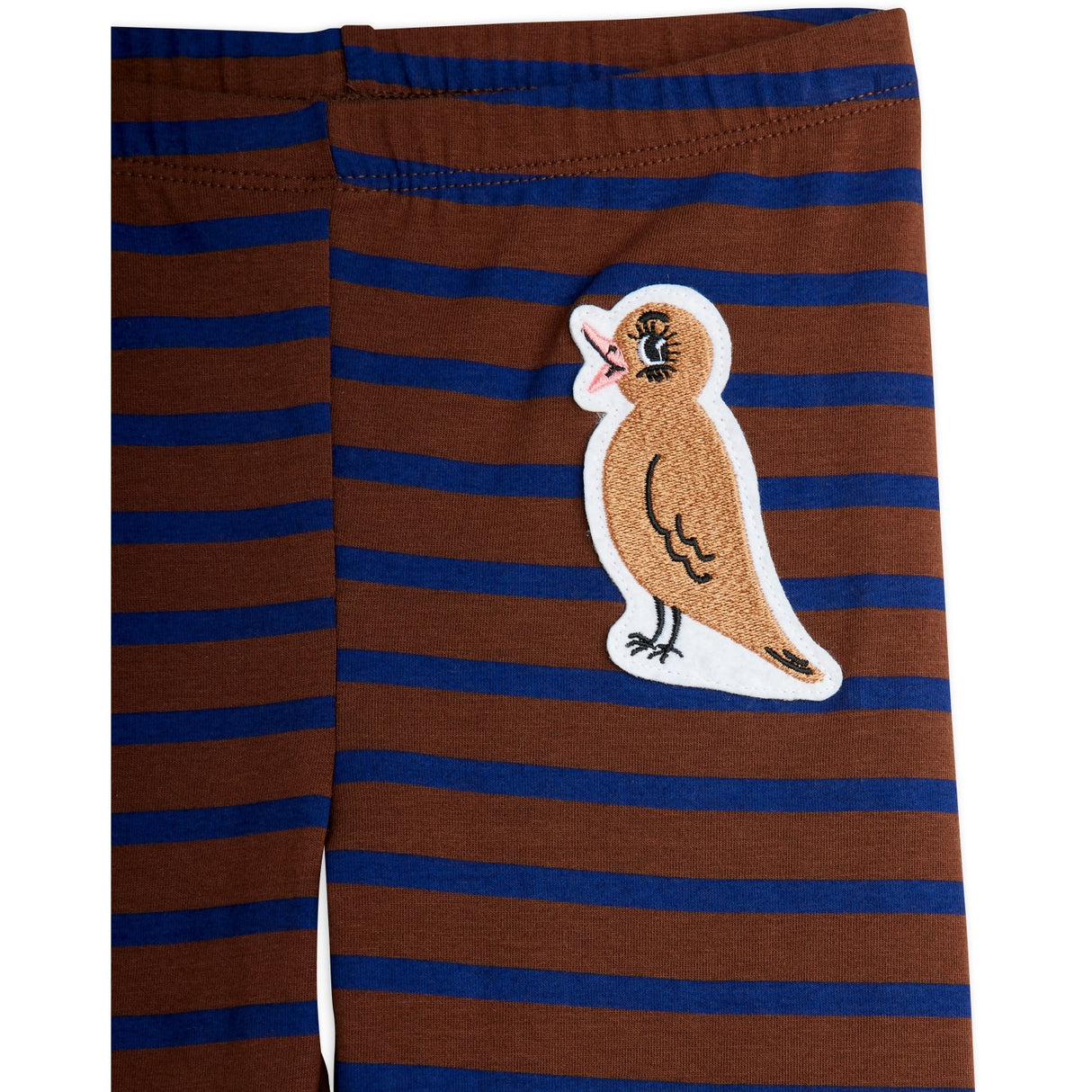 Mini Rodini Brown Stripe Bird Patch Leggings