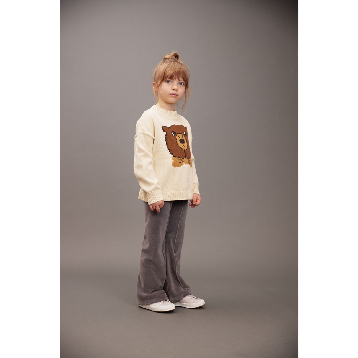 Mini Rodini Off-white Björn Intarsia Stickad Sweater