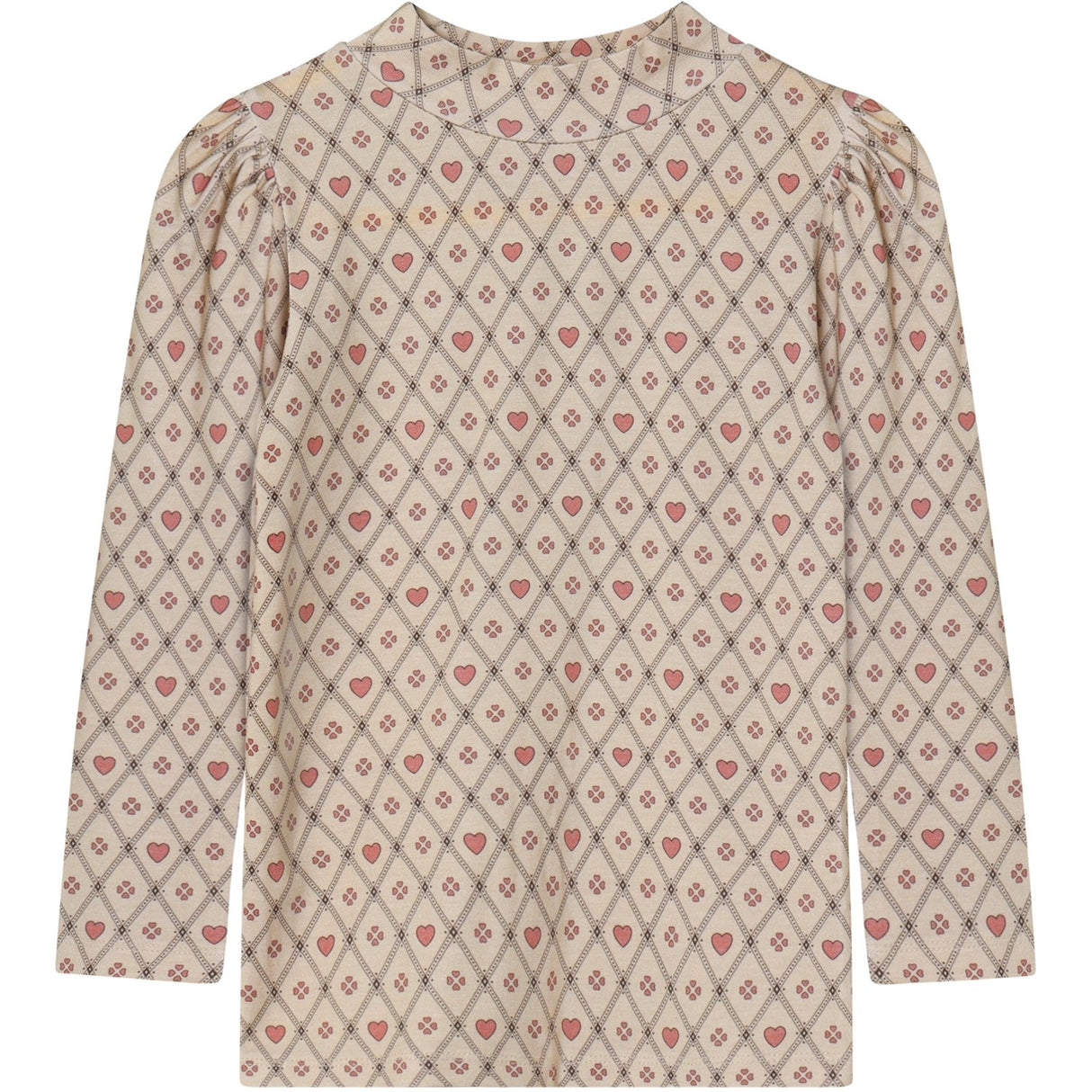 Fliink Sandshell Heart Aop Kelly Heart Ls Puff Blus