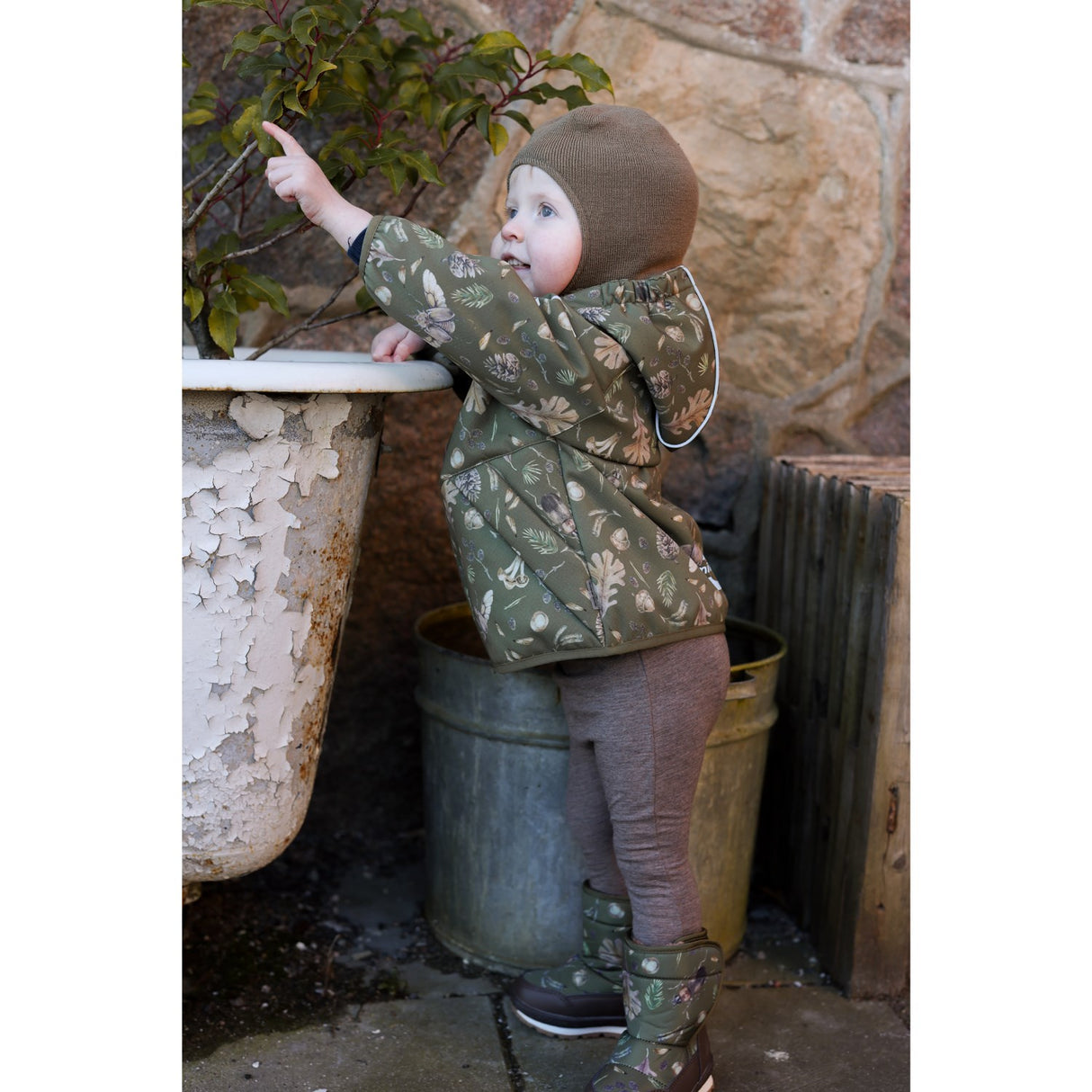 Mikk-Line Burnt Olive Polyester Baby Jacka AOP