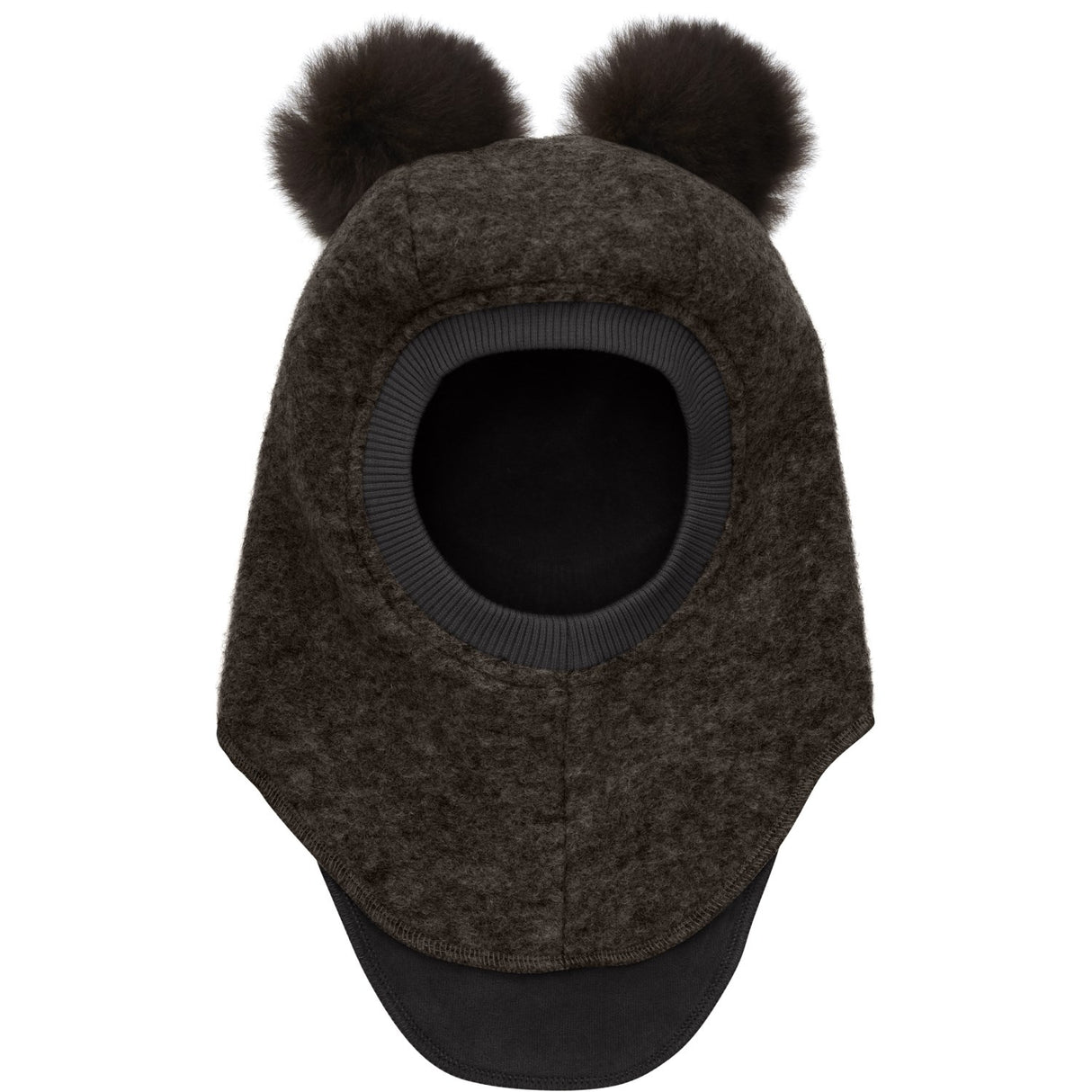 Huttelihut Dark Brown Melange Elefanthatt Ull Alpaca Pompoms