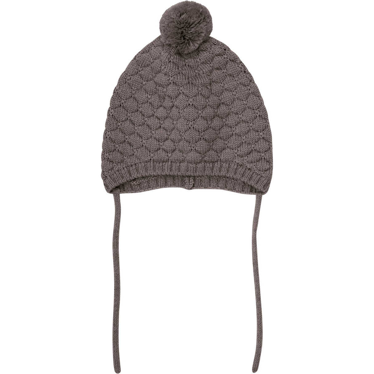 Huttelihut Brown Melange Bonnet Ull Stickad Pompom