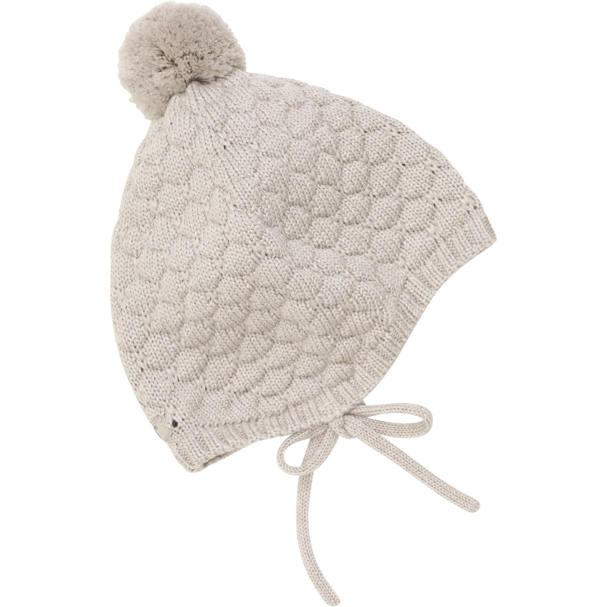 Huttelihut Sand Melange Bonnet Ull Stickad Pompom