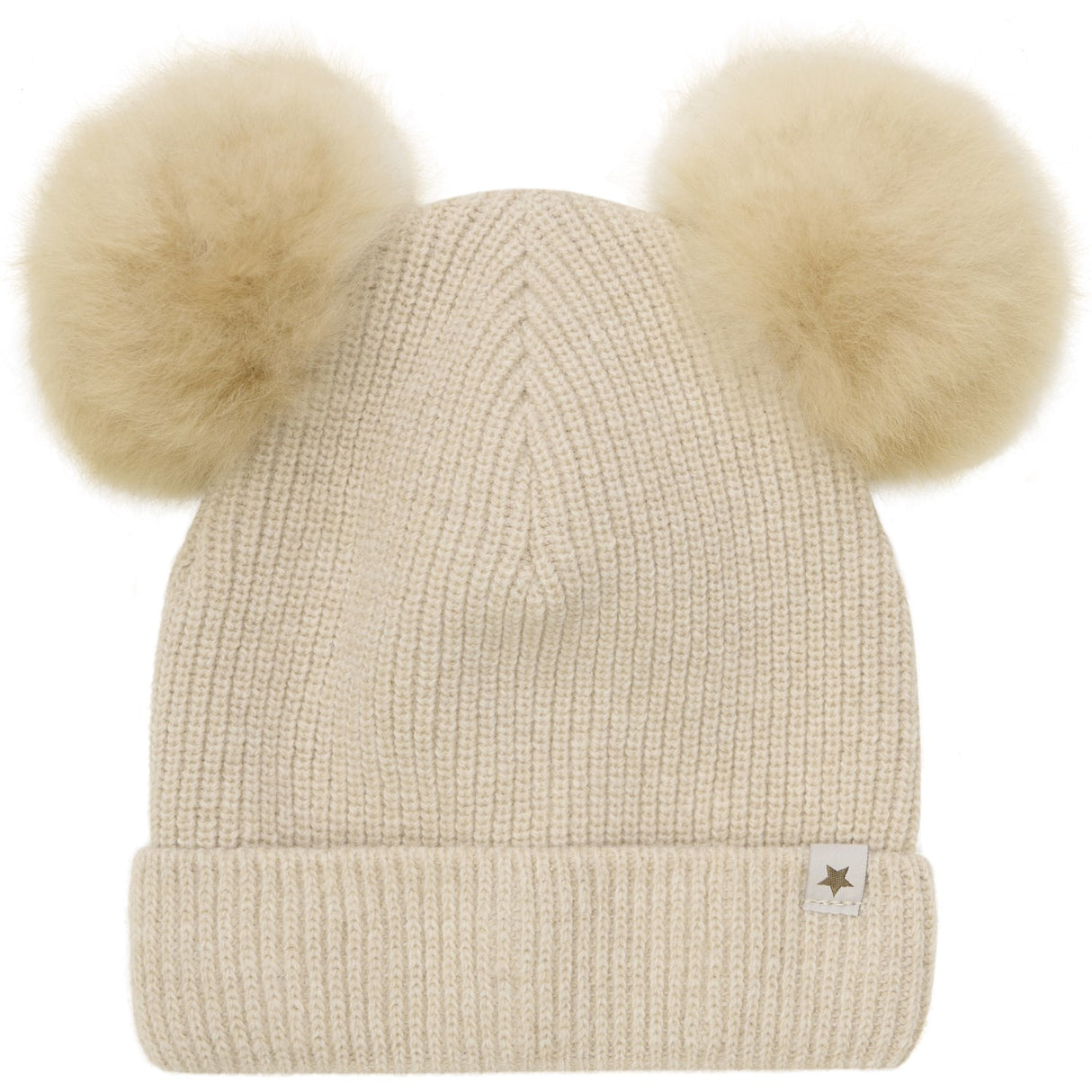 Huttelihut Sand Melange Mössa Stickad Alpaca Pompoms