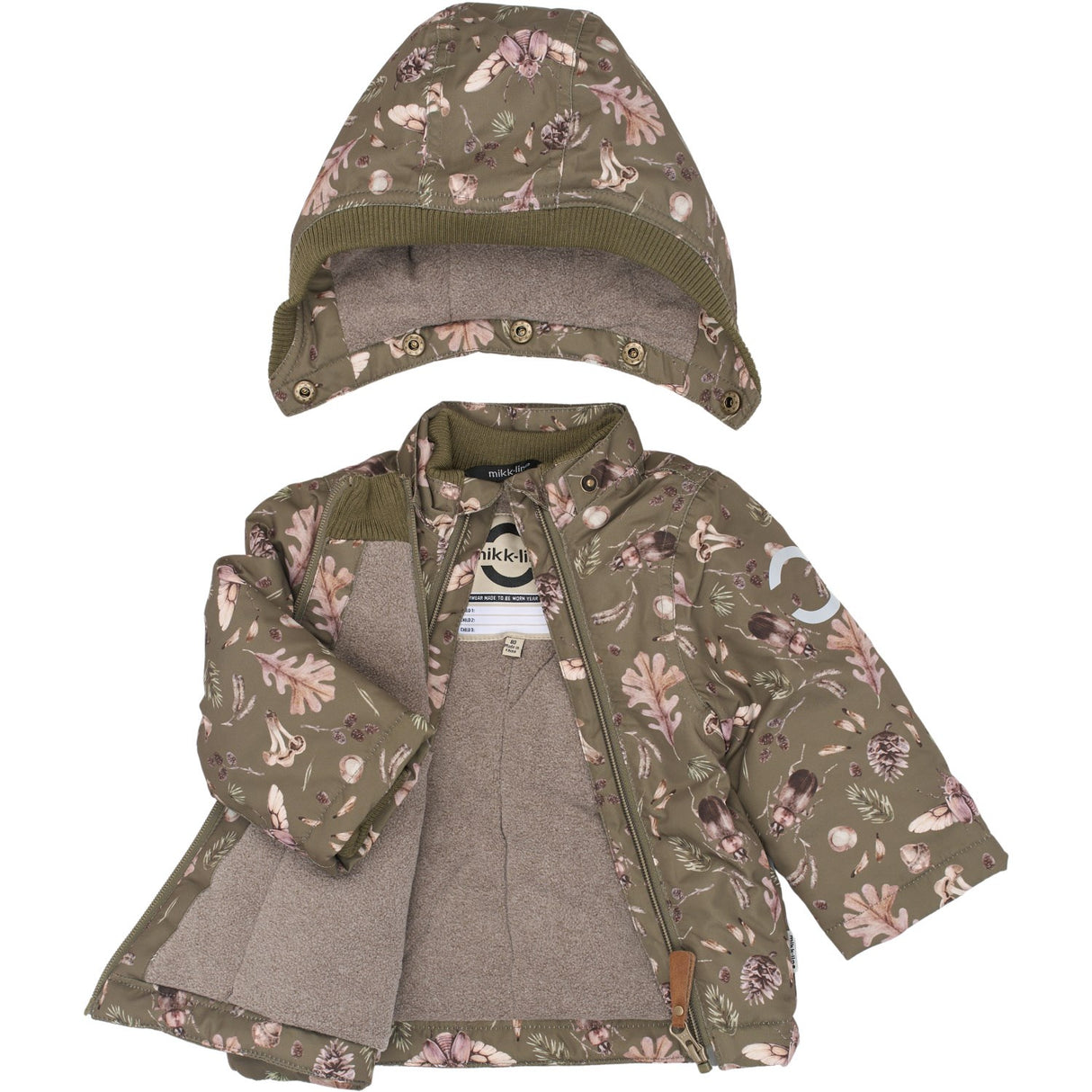 Mikk-Line Burnt Olive Polyester Baby Jacka AOP