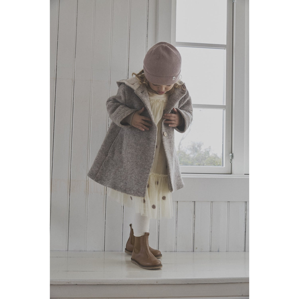 Huttelihut Camel Melange Täcka Huva Ull W. Lining