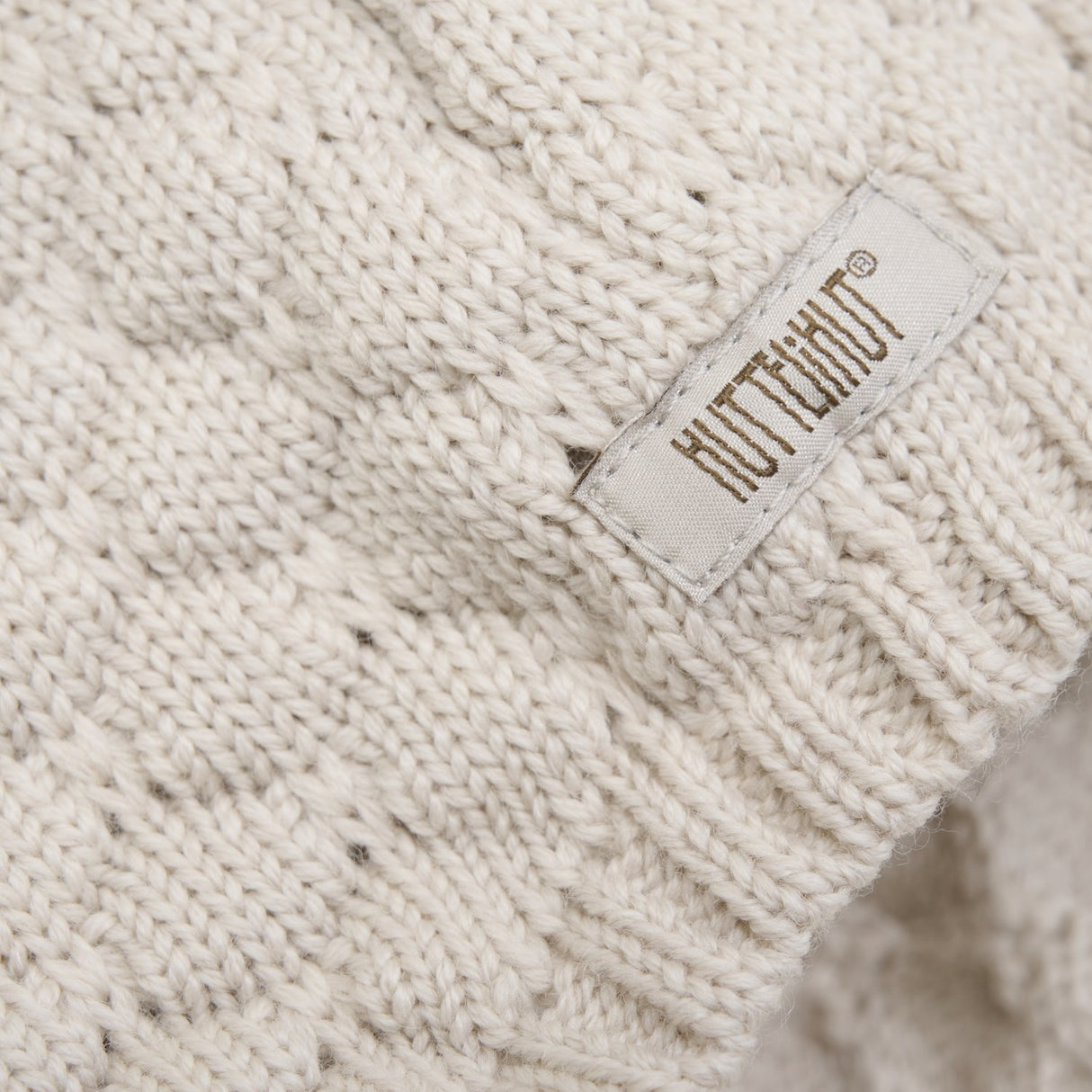 Huttelihut Sand Melange Bonnet Ull Stickad Pompom