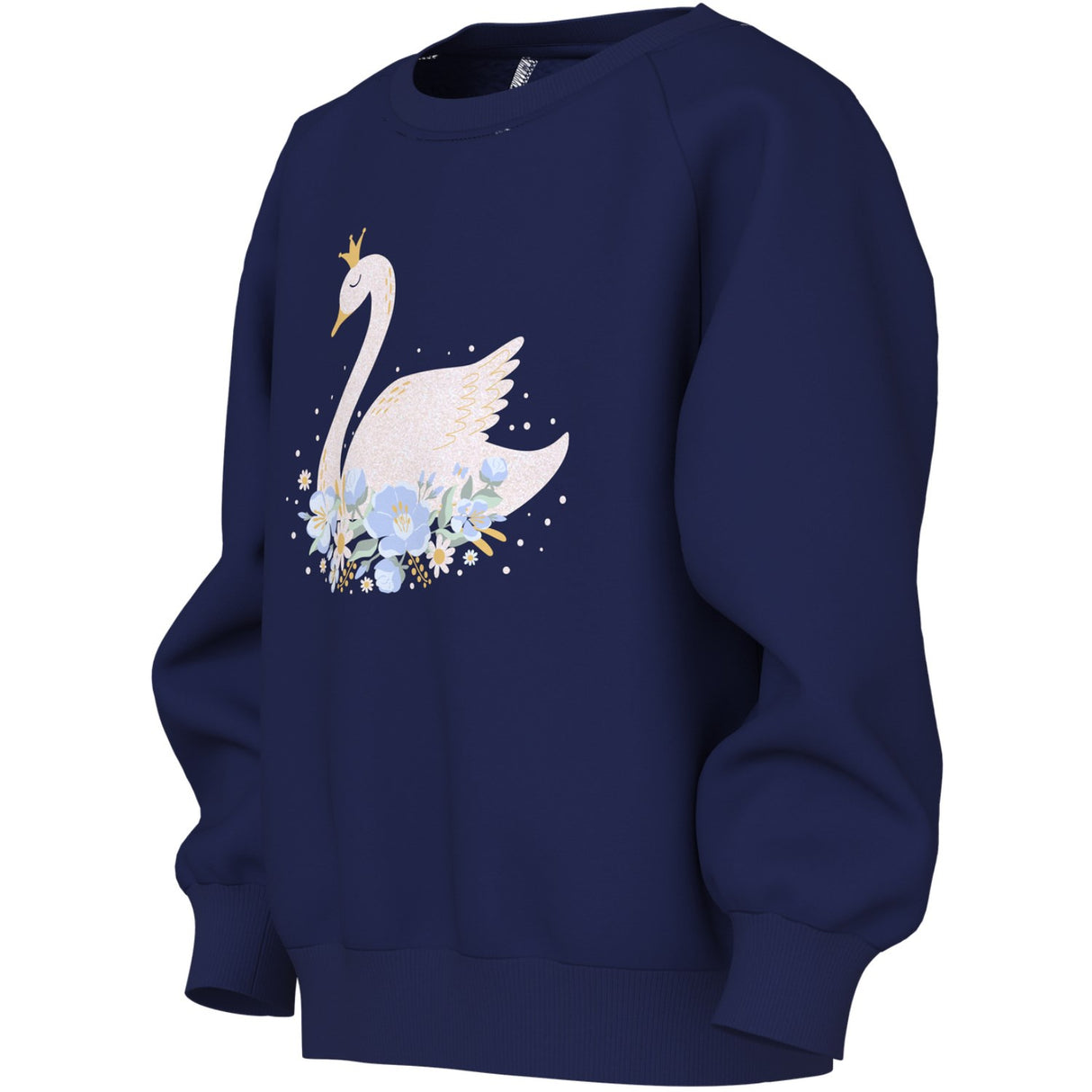 Name It Beacon Blue Princess Swan Nmfvenus Ls Nreg Sweat Bru