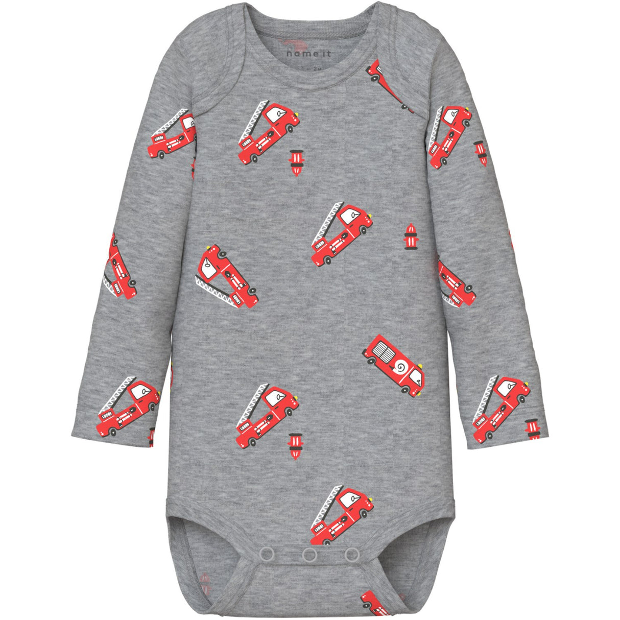 Name It Grey Melange Nbmbody 3P Ls Firetruck Noos
