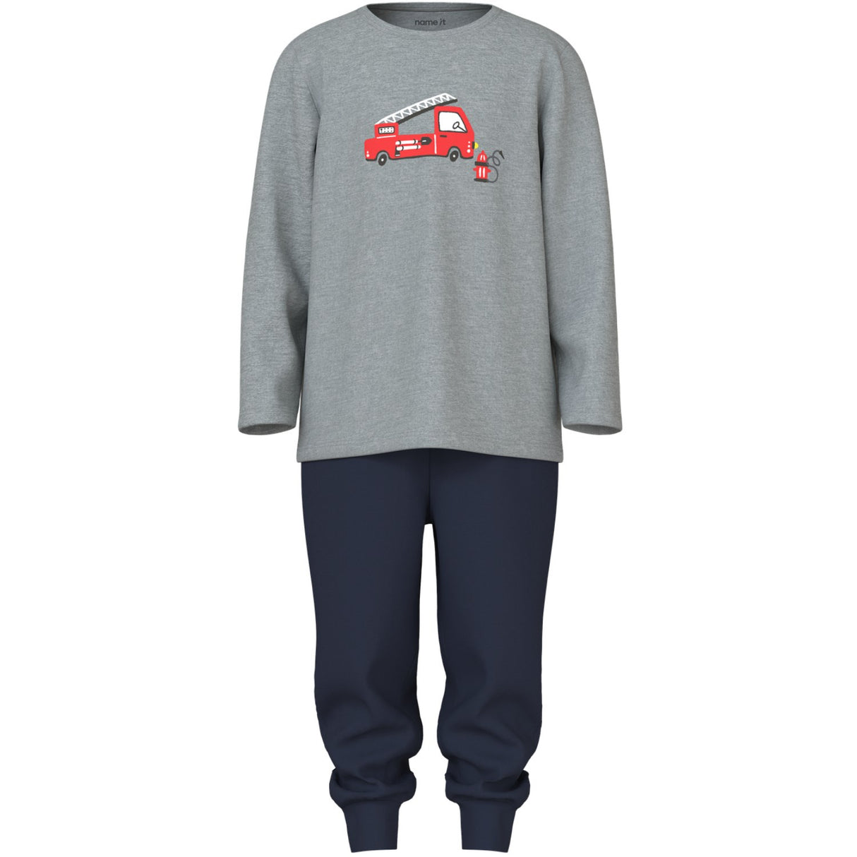 Name It Grey Melange Nmmnightset Grey Firetruck Noos