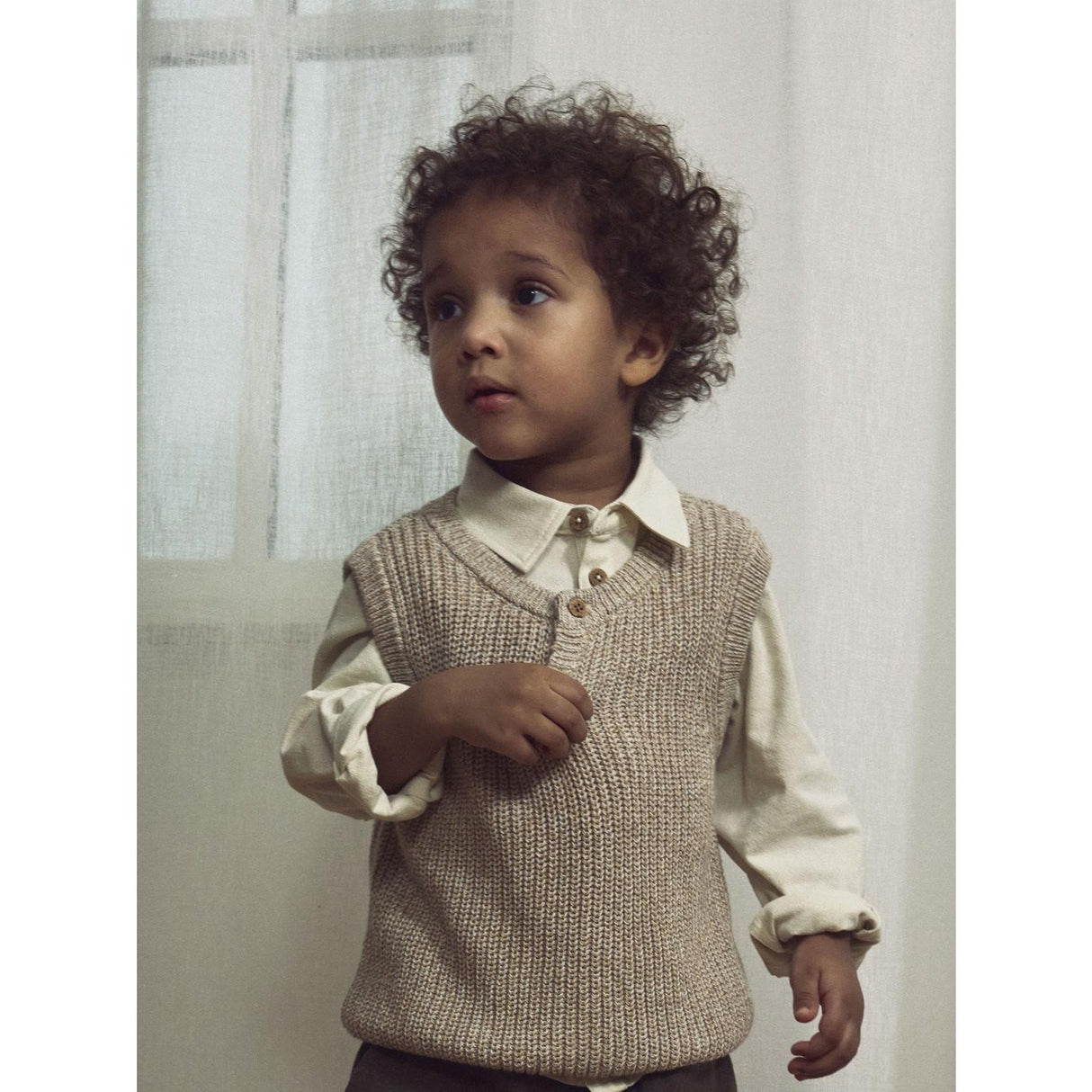 Lil'Atelier Oxford Tan Melange Nmmrokko Stickad Väst Lil