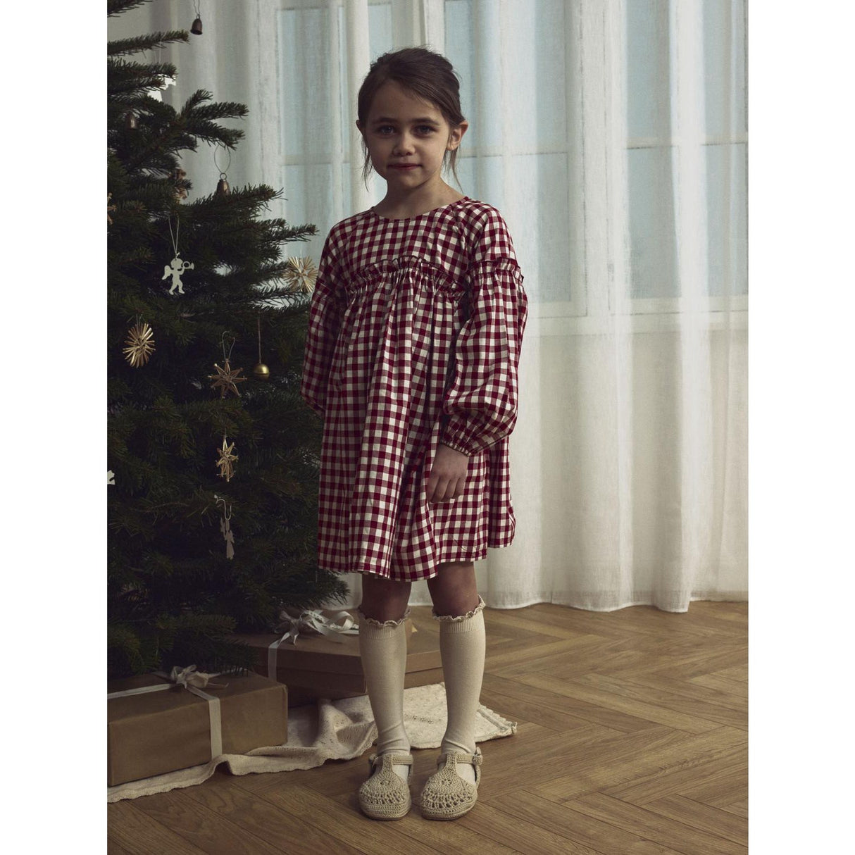 Lil'Atelier Red Dahlia Nmfrio Ls Loose Klänning Lil