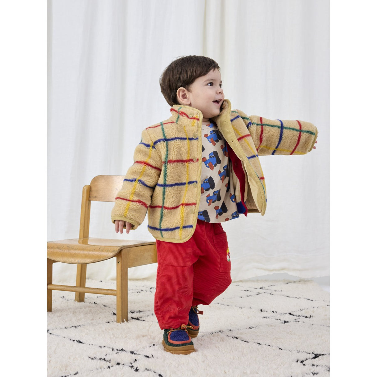 Bobo Choses Offwhite Stripe Färg Sheepskin Jacka
