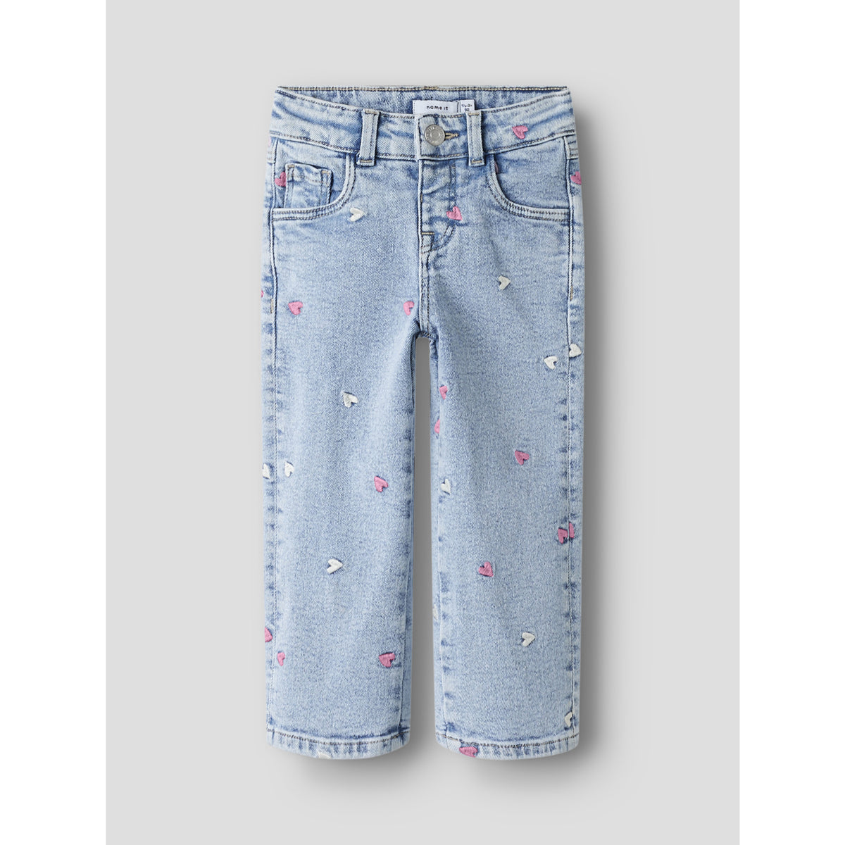 Name It Light Blue Bleached Denim Nmfrose Wide Emb Jeans 2633-Fr Noos