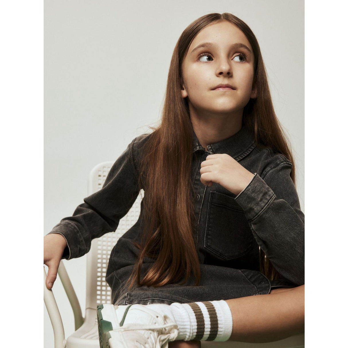 Name It Medium Grey Denim Nkfjeannie Ls Dnm Klänning 2133-Ft B