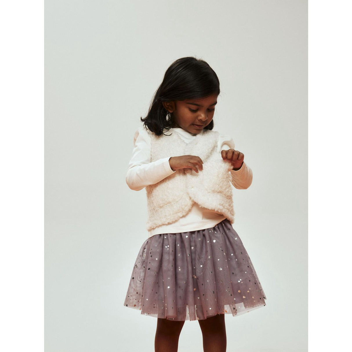 Name It Lavender Gray Silver Foil Nmfterana Tyll Kjol