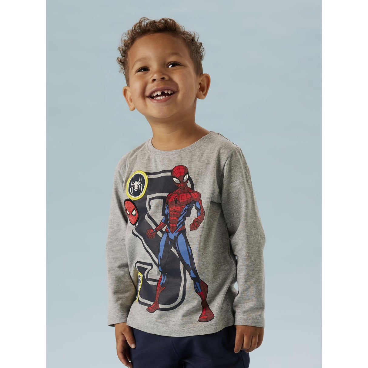 Name It Grey Melange Nmmdeep Spider Ls Nreg Topp Box Noos Mar