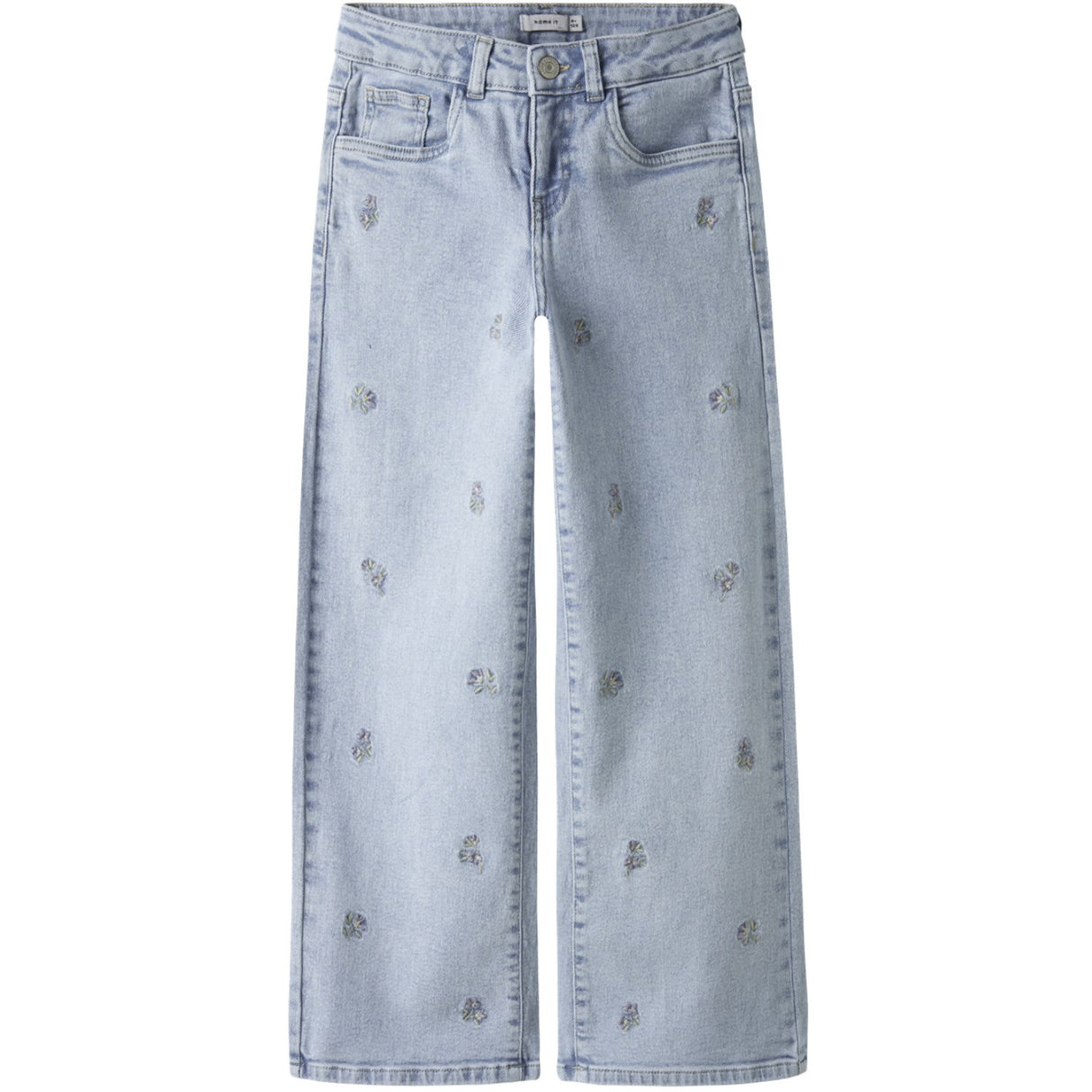 Name It Light Blue Denim Flower Embroidery Nkfrose Wide Emb Jeans 2010-Fr Noos