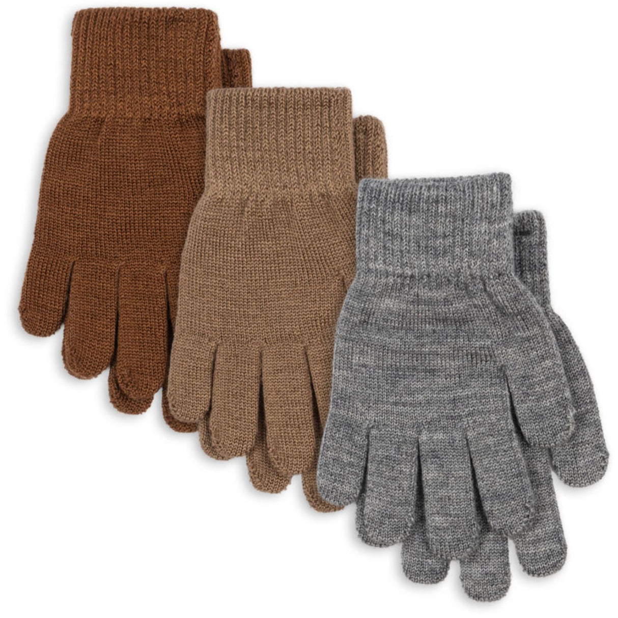 Konges Sløjd Grey Melange/Beige/Brown 3 Pack Filla Handskar