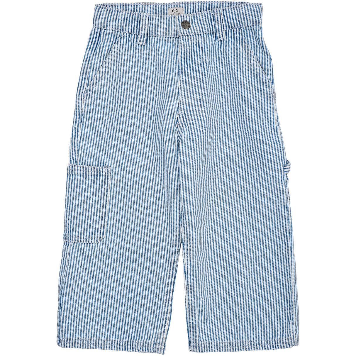COPENHAGEN COLORS Denim Blue Stripe Y/D Stripe Twill Cargo Byxor W. Adj. Waist