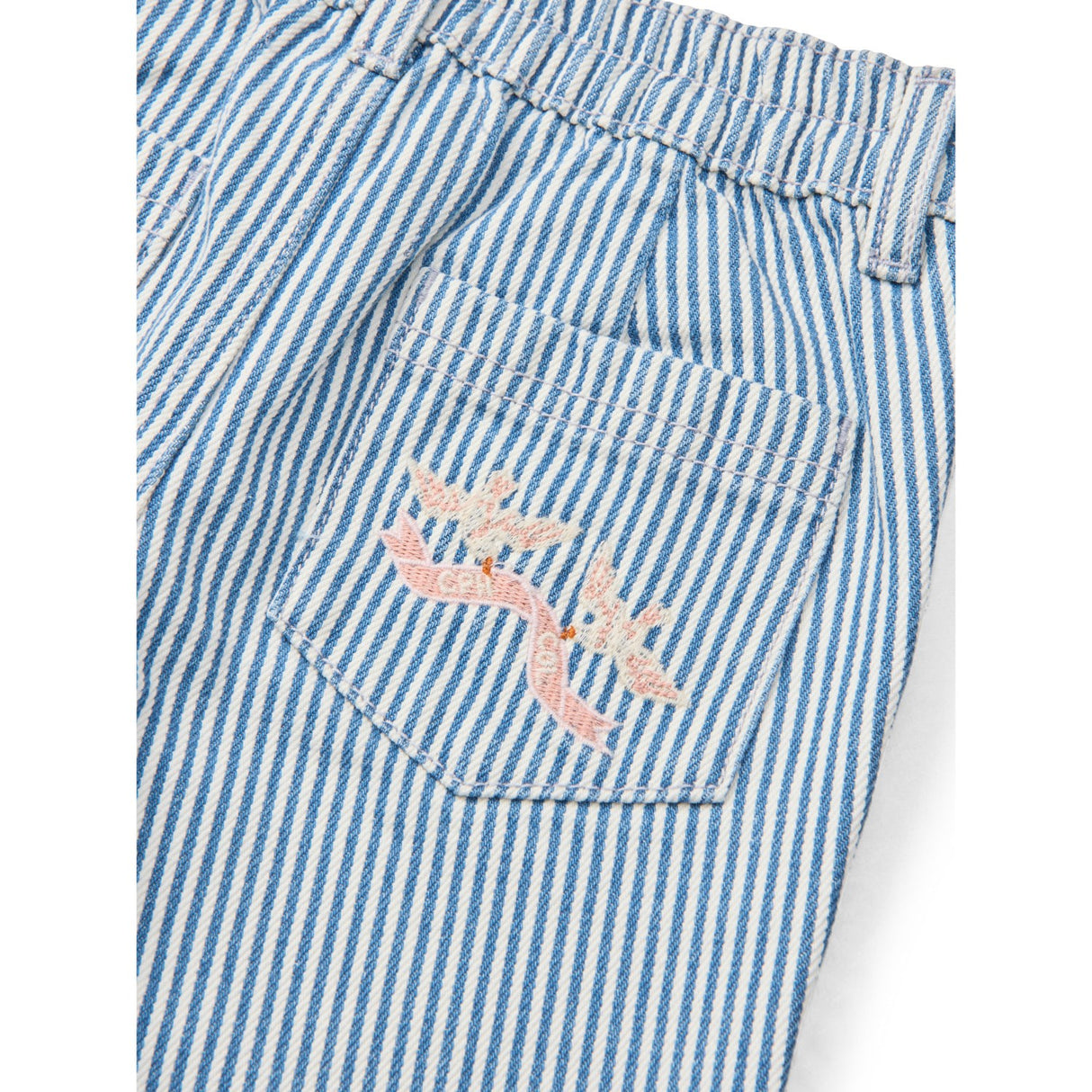 COPENHAGEN COLORS Denim Blue Stripe Y/D Twill Pant W. Wide Leg Och Embroidery