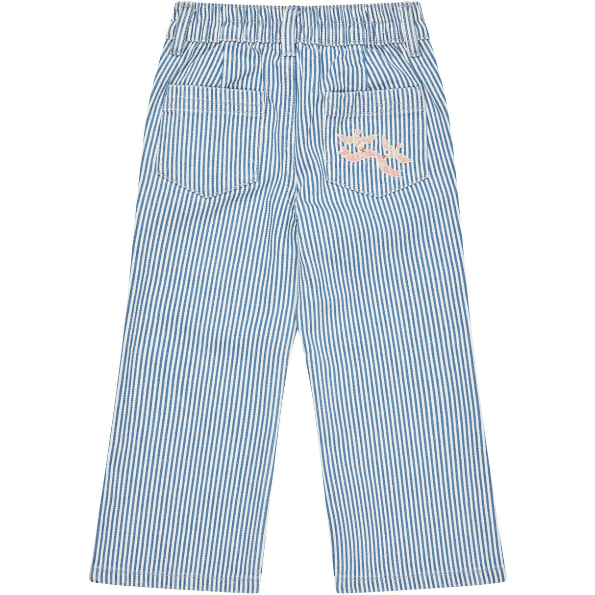 COPENHAGEN COLORS Denim Blue Stripe Y/D Twill Pant W. Wide Leg Och Embroidery