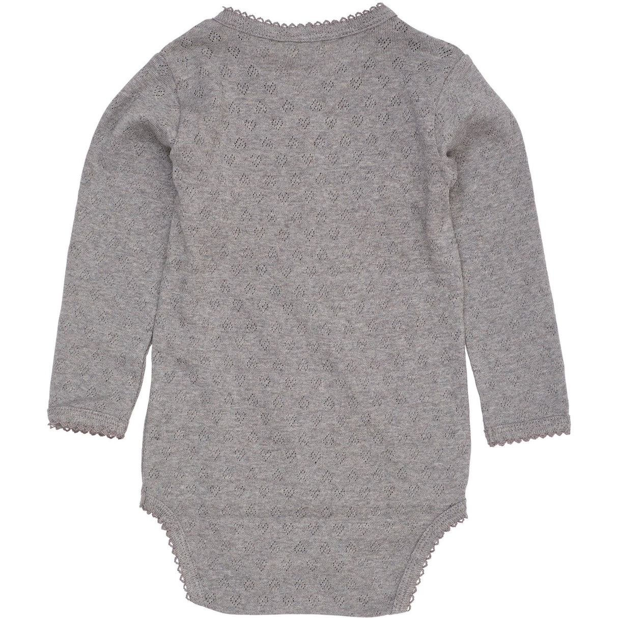 COPENHAGEN COLORS Grey Mel. Pointelle Heart Crossover Body Ls