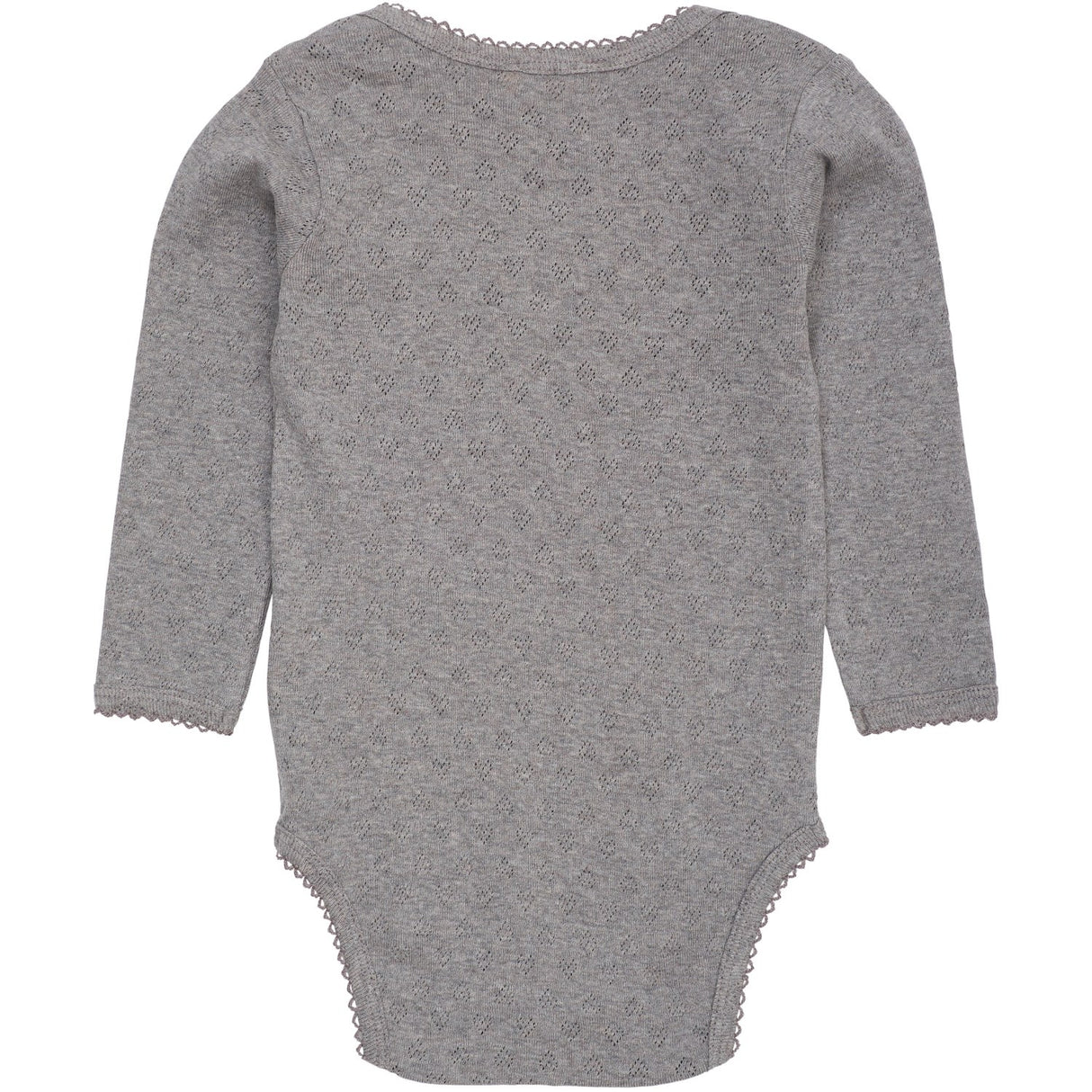 COPENHAGEN COLORS Grey Mel. Pointelle Heart Lapneck Body Ls