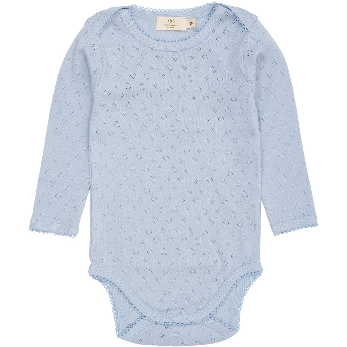 COPENHAGEN COLORS Dusty Blue Pointelle Heart Lapneck Body Ls