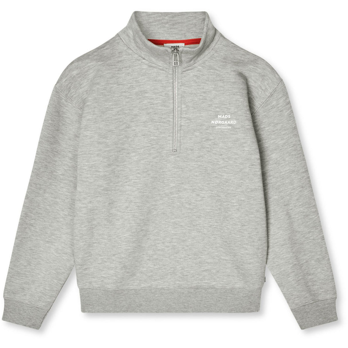 Mads Nørgaard Grey Melange Mix Sweat Crewie Half Zip Sweatshirt