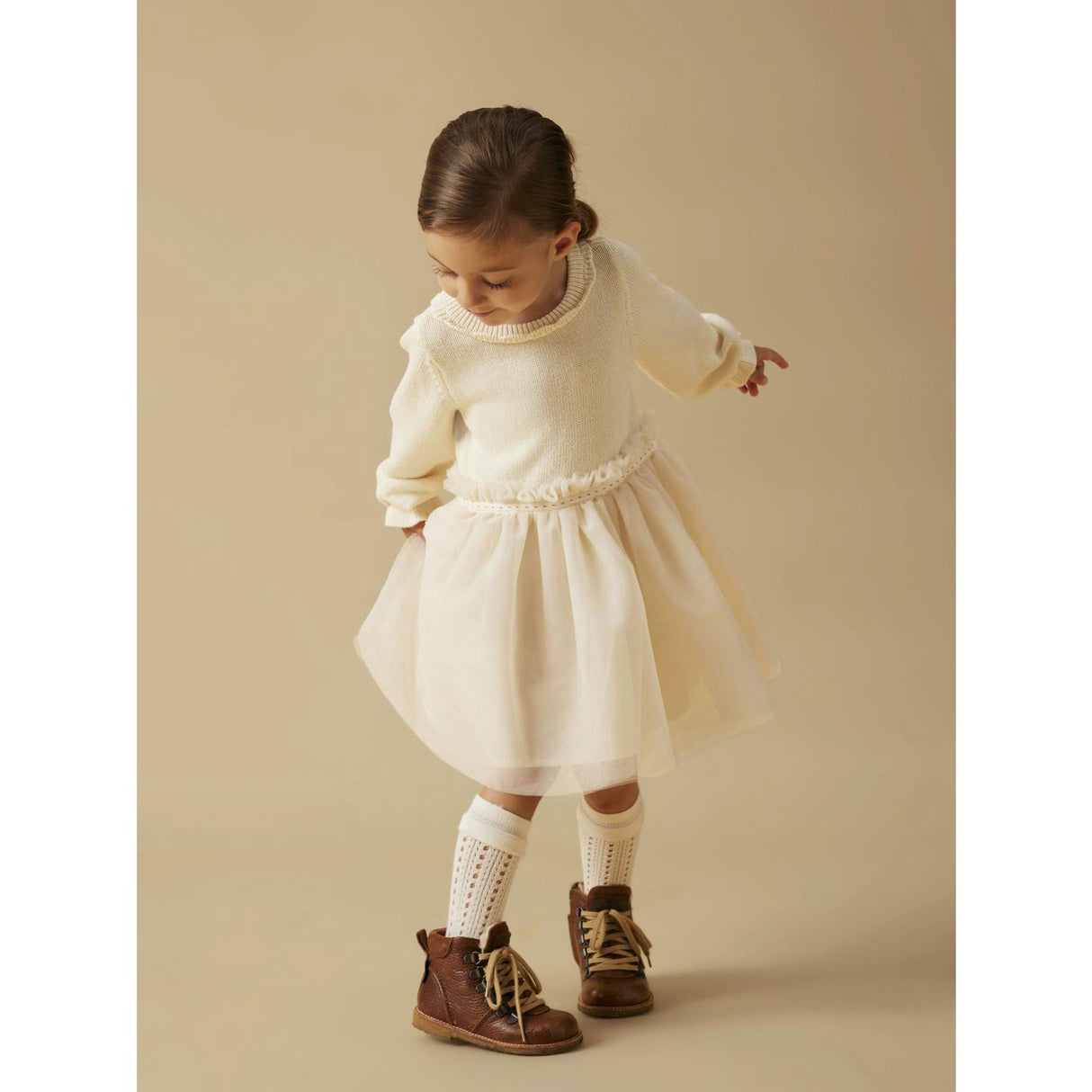 Lil'Atelier Pistachio Shell Nmfsarina Ls Stickad Klänning Lil