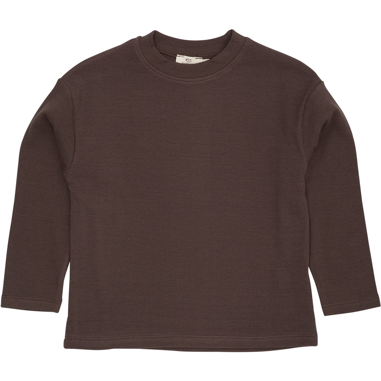 COPENHAGEN COLORS Dk Brown Modal Rib Ls Blus W. Drop Shoulder
