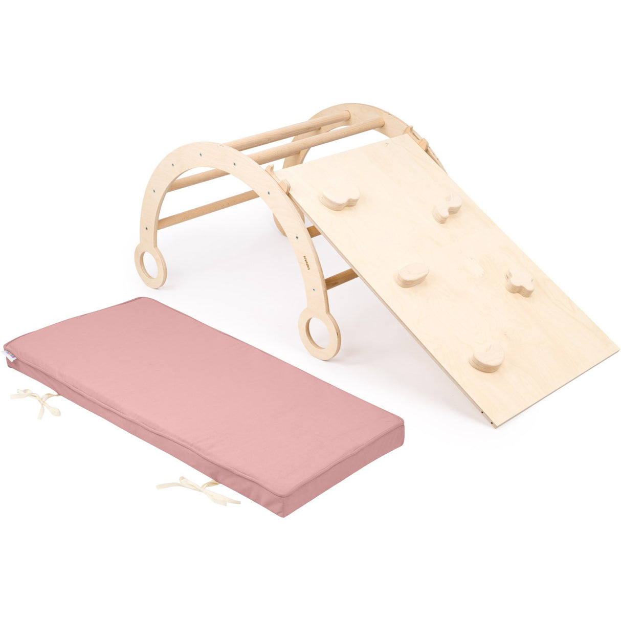 Woobiboo Natural Montessori Rocker Med Pink Madras Och Slide-Climber M