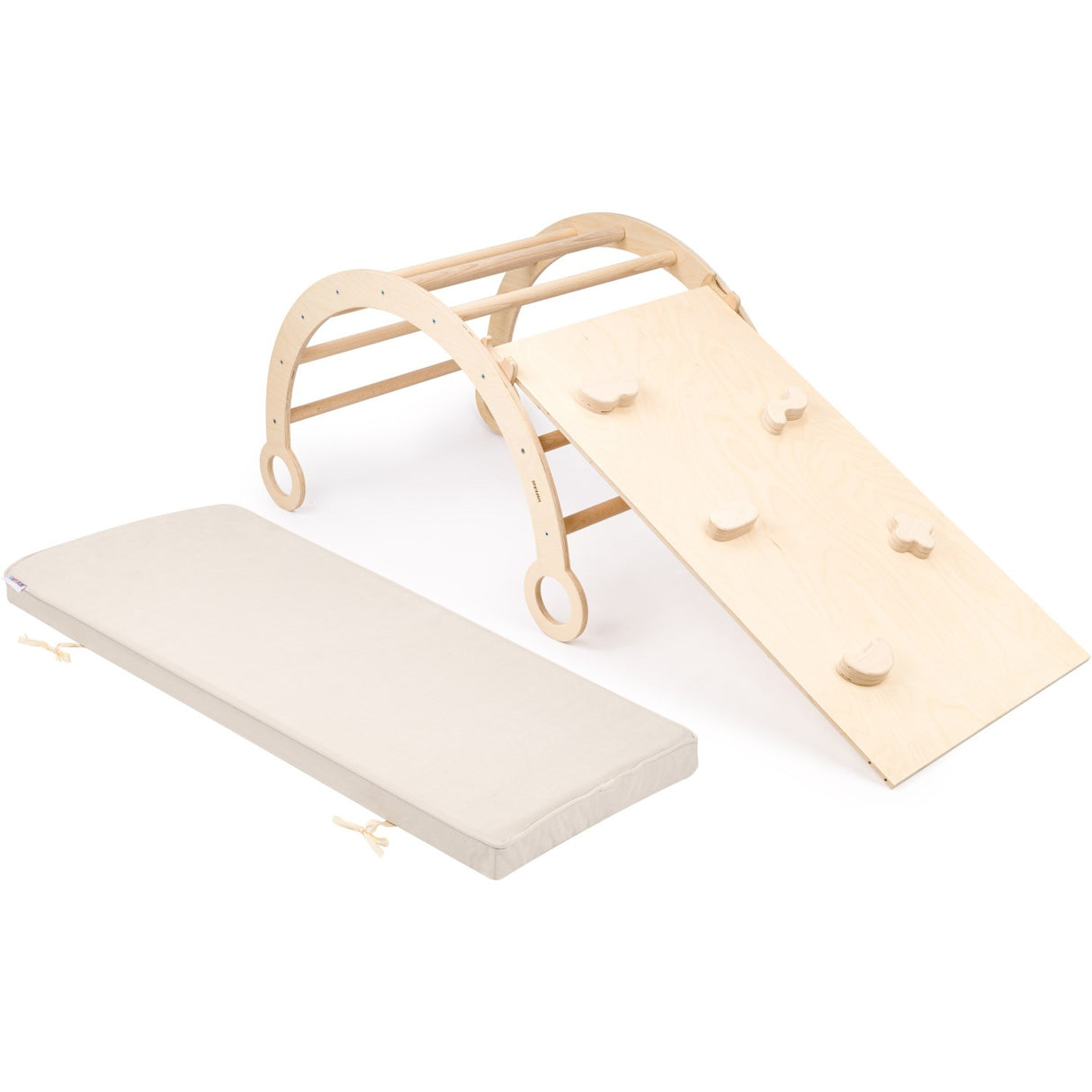Woobiboo Natural Montessori Rocker Med Beige Madras Och Slide-Climber L