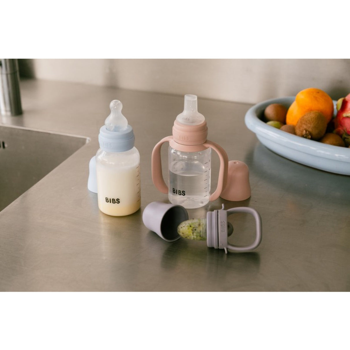 Bibs Blush Baby Sippy Flaska Spout Round Silikon Slow Flow