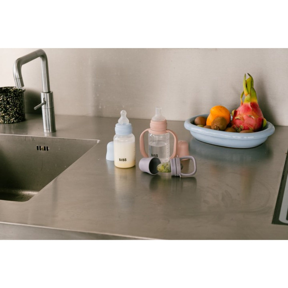 Bibs Blush Baby Sippy Flaska Spout Round Silikon Slow Flow