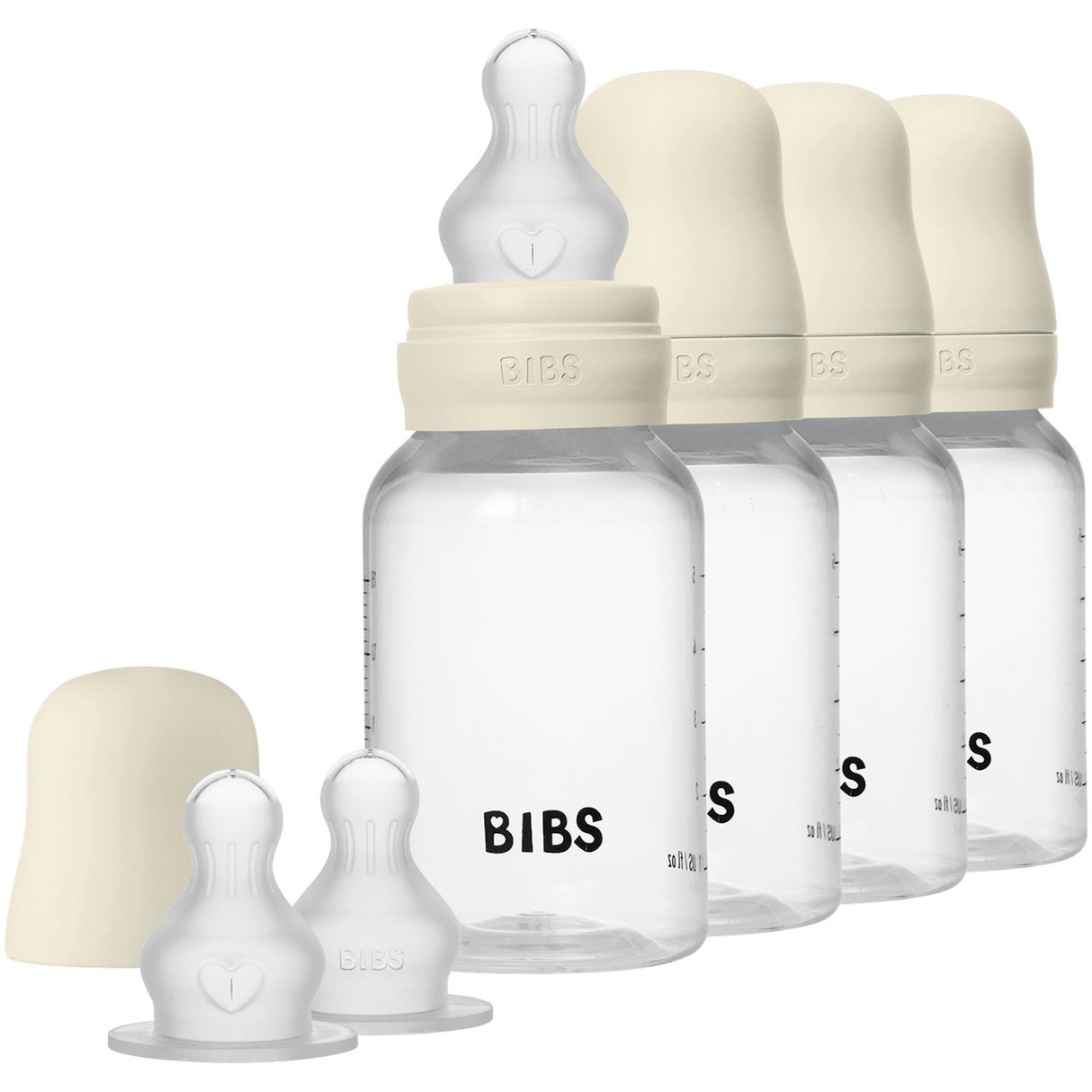 Bibs Ivory Baby Flaska Round Silikon 4-Pack