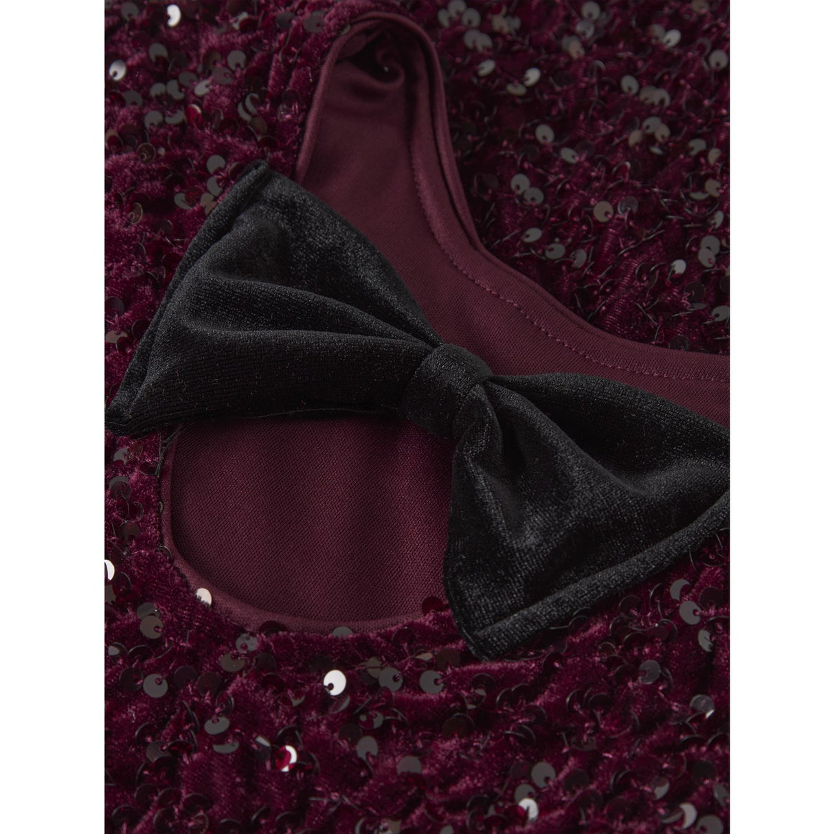 Name It Burgundy Black Bow Nkfrusitta Ls Klänning