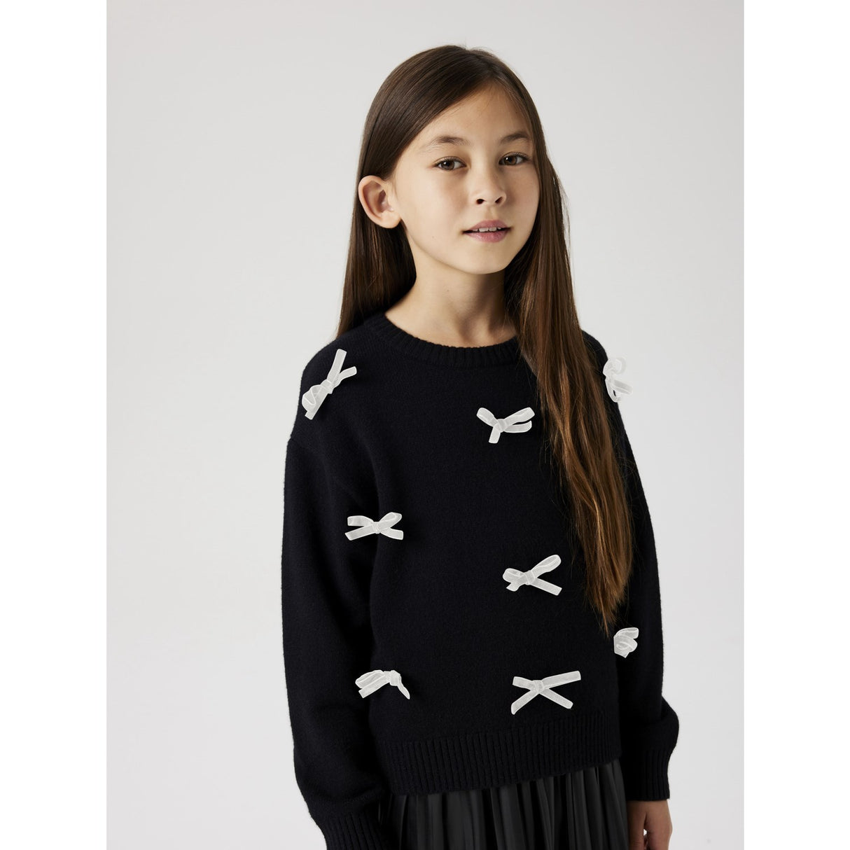 Name It Black Bright White Bow Nkfsonja Ls Stickad