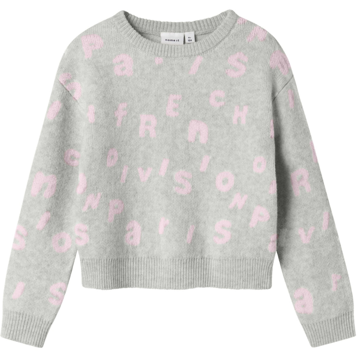 Name It Light Grey Melange Nmfoline Ls Stickad Bf