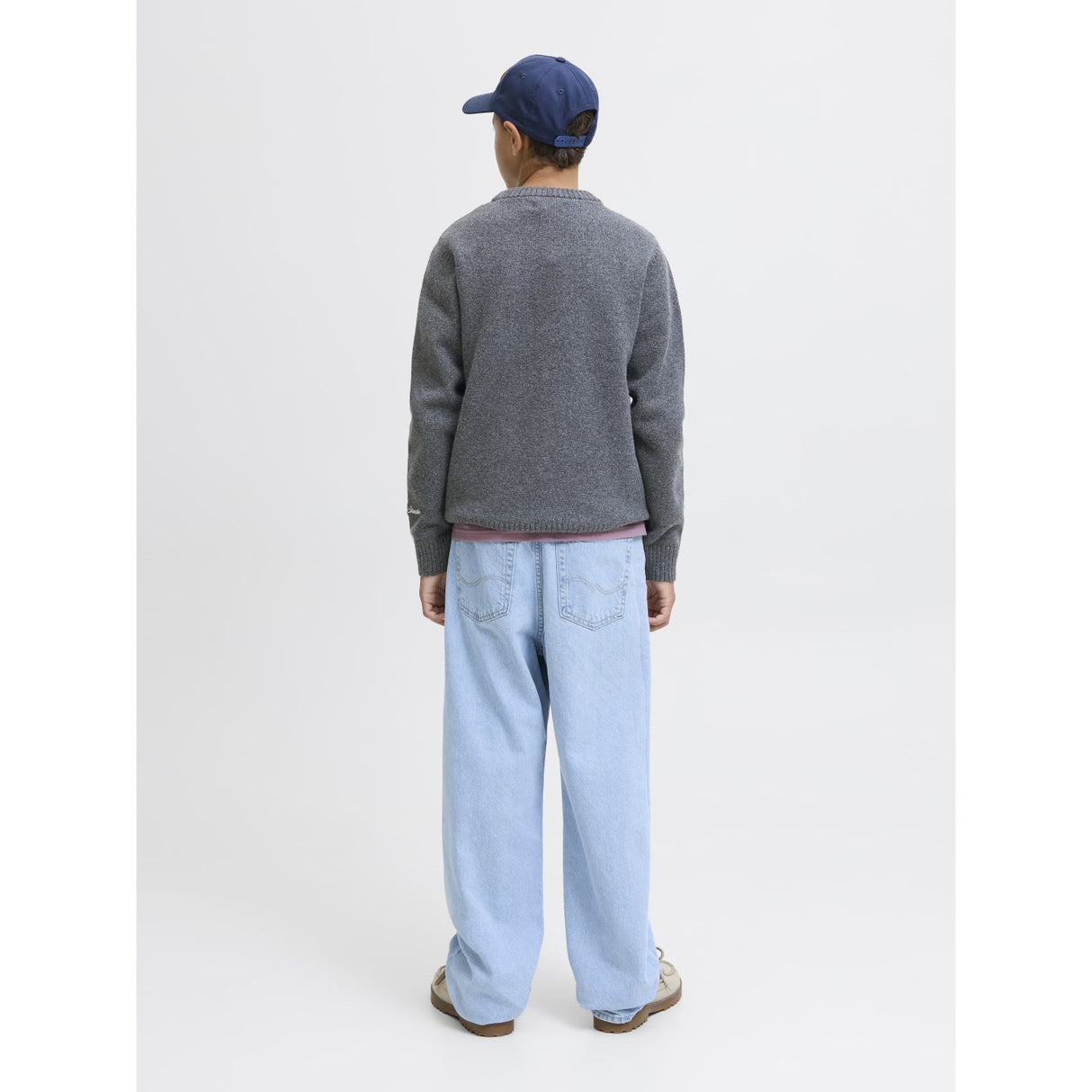 Jack & Jones Junior Dark Grey Melange Jornorrebro Stickad Crew Neck Ln Jnr