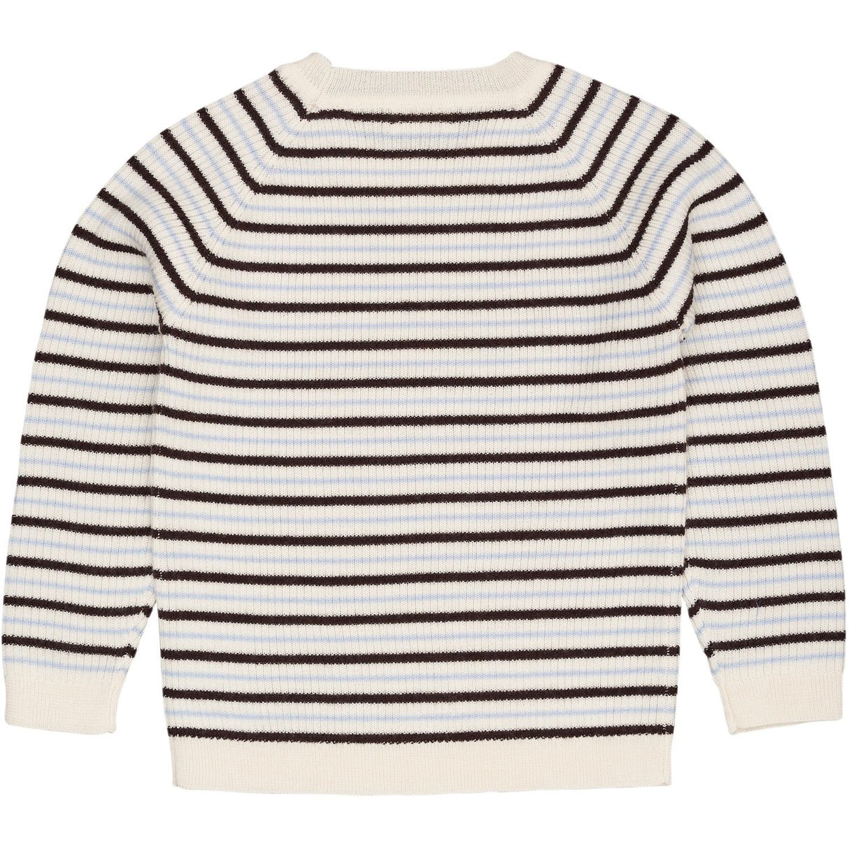 COPENHAGEN COLORS Cream/Dk.Brown/Dusty Blue Combi Merino Classic Rib Blus