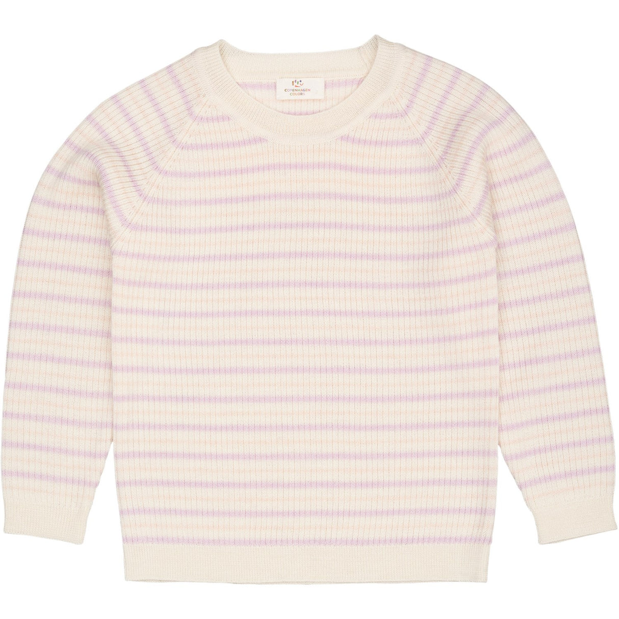 COPENHAGEN COLORS Cream/Lavender/Dusty Rose Combi Merino Classic Rib Blus