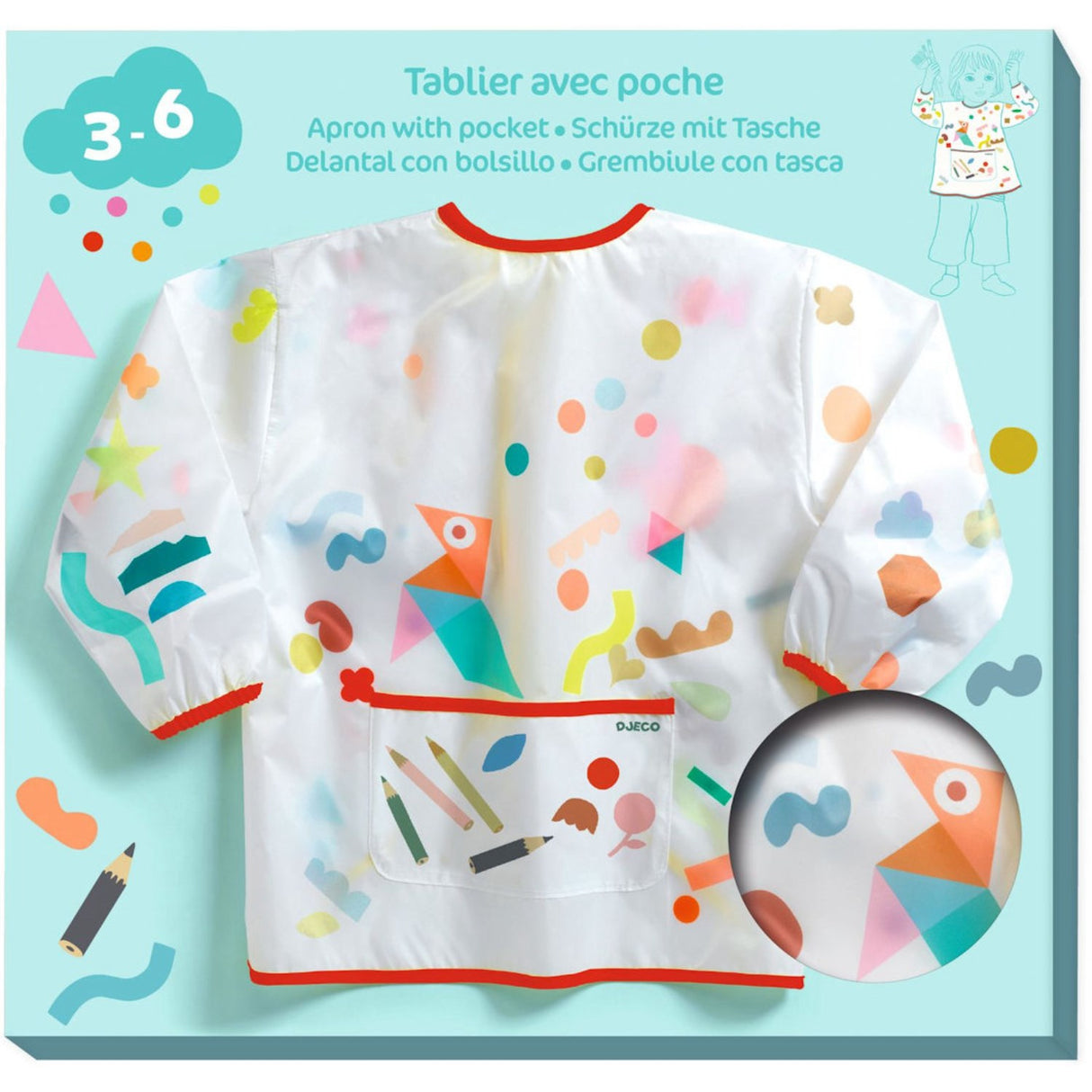 Djeco målning förkläde w / ficka