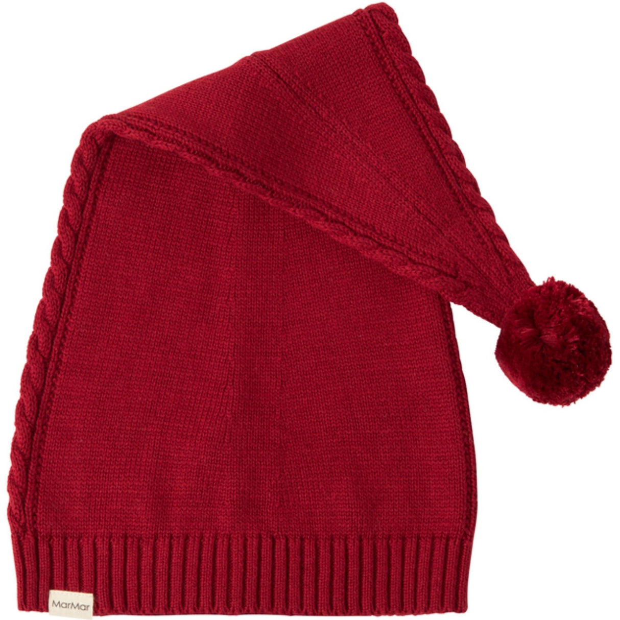 MarMar Cotton Rayon Knit Cable Hibiscus Red Alfen Christmas Mössa