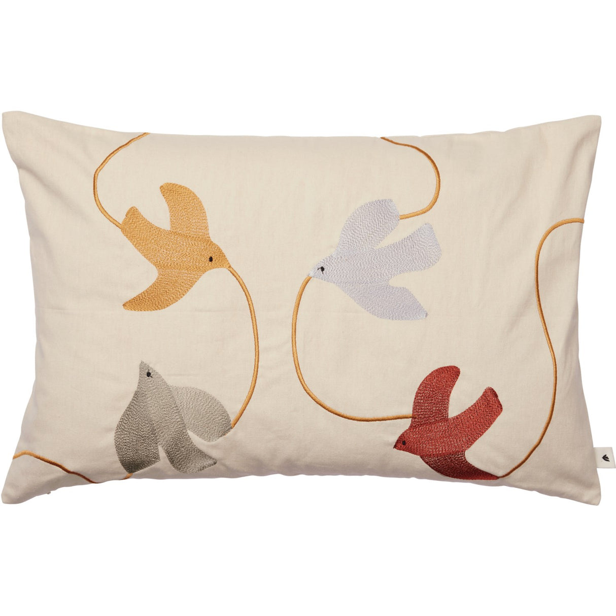 Ferm Living Multi Swif Bird Embroidered Cushion Rectangular