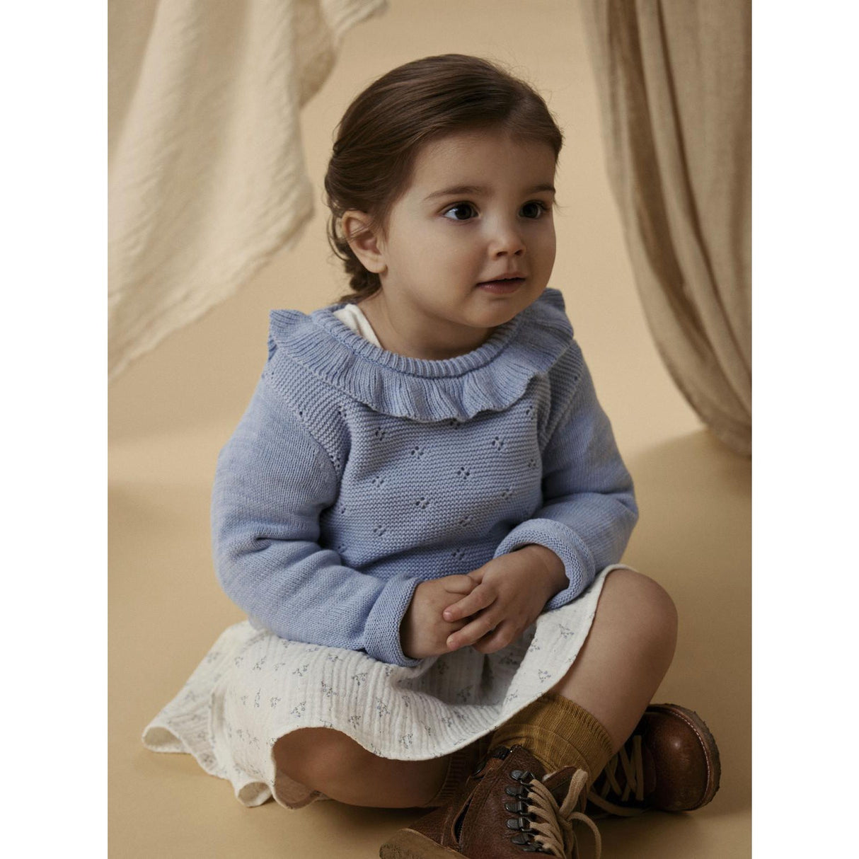 Lil'Atelier Zen Blue Nmflaguna Ls Stickad Lil Noos