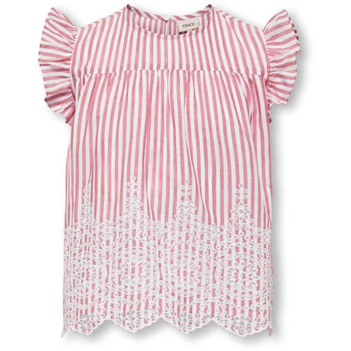 kids ONLY Barbados Cherry Cloud Dancer Kogbondi Life S/L Emb Frill Topp Wvn