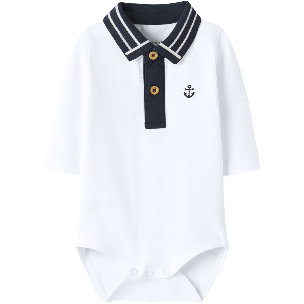 Name It Bright White Anchor Nbmflip Ls Pikétröja Body