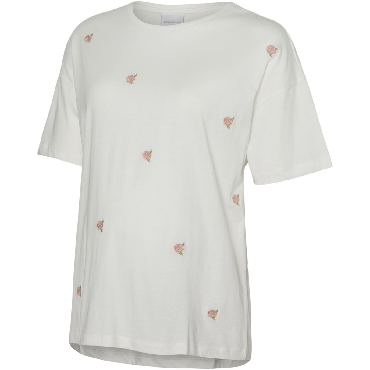 Mama;licious Snow White Small Roses Emb. Mlrosetta Ss Jrs Topp
